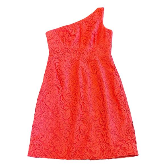 J Crew Women’s coral orange lace one shoulder dress Size 8 - Picture 1 of 7
